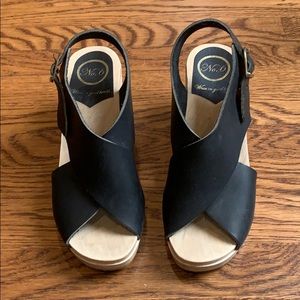 No.6 black leather clog sandals